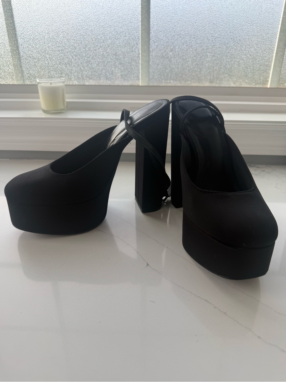 Zara Black Platform Mary Jane Block Heels